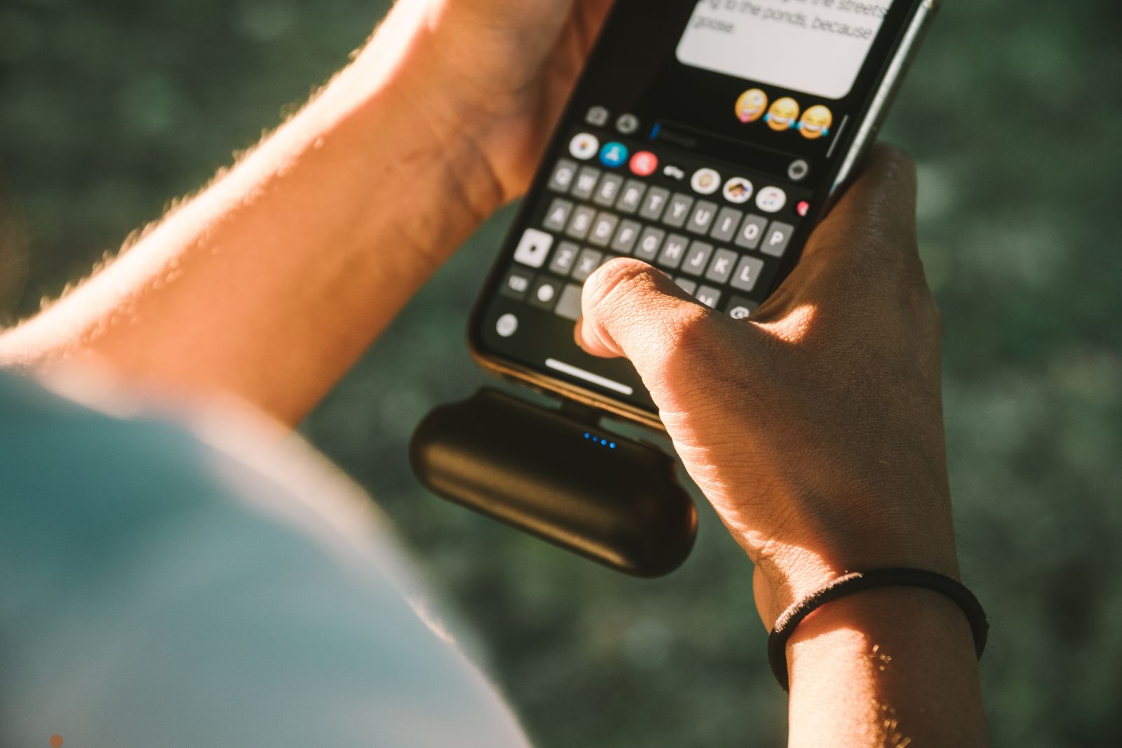 Close-up of smartphone screen showing text messages
